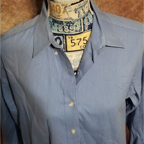 Brooks Brothers blue pinstripe collard shirt - Picture 2 of 6